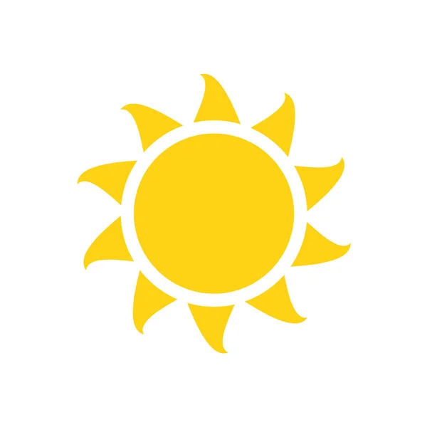 Vektor Cartoon Gelbe Sonne Leuchtende Lichtstrahlen Den Sommer Erwärmen Isoliert — Stockvektor