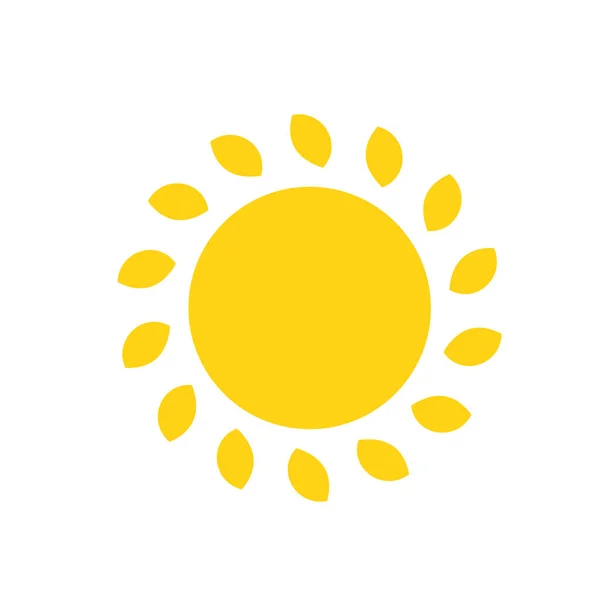 Vektorové Kreslené Žluté Slunce Zářící Světelné Paprsky Ohřívat Léto Izolováno — Stockový vektor