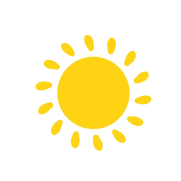 반투명 노란색 태양은 여름을 따뜻하게 광선을 방출한다 배경에 고립됨 — 스톡 벡터