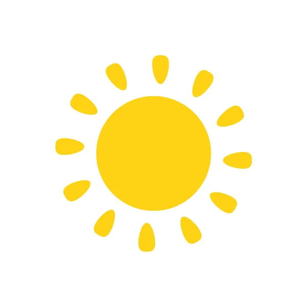 Wektor Kreskówki Żółte Słońce Świecące Promienie Światła Aby Ogrzać Lato — Wektor stockowy