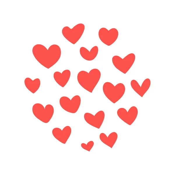 Sevgililer Günü Kartlarını Süslemek Için Aşkın Kırmızı Kalpleri — Stok Vektör