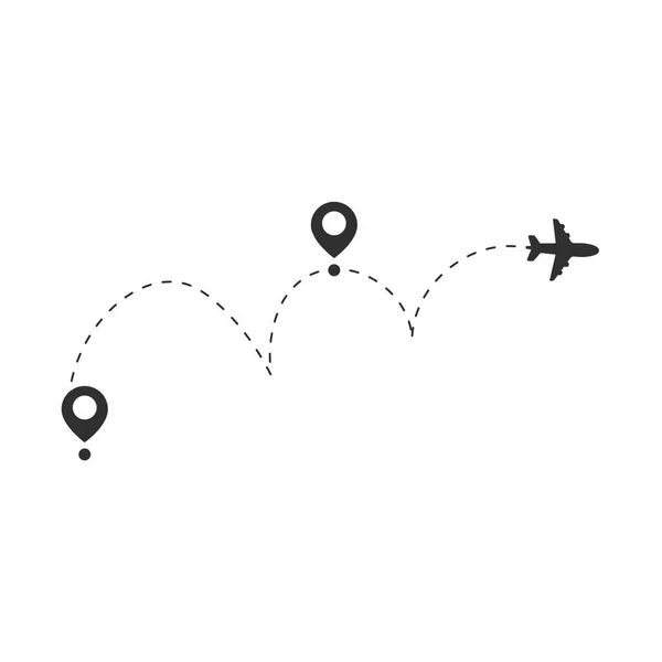 Avion Itinéraire Pin Sur Carte Monde Idées Voyage — Image vectorielle
