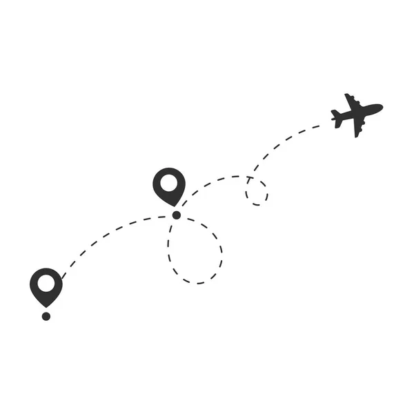 Trasa Podróży Samolotem Pin Mapie Świata Pomysły Podróży — Wektor stockowy