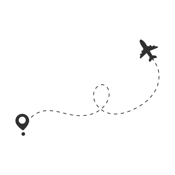 Trasa Podróży Samolotem Pin Mapie Świata Pomysły Podróży — Wektor stockowy