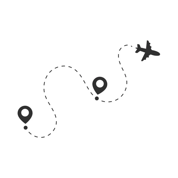 Pesawat Perjalanan Pin Pada Peta Dunia Ide Perjalanan Perjalanan - Stok Vektor