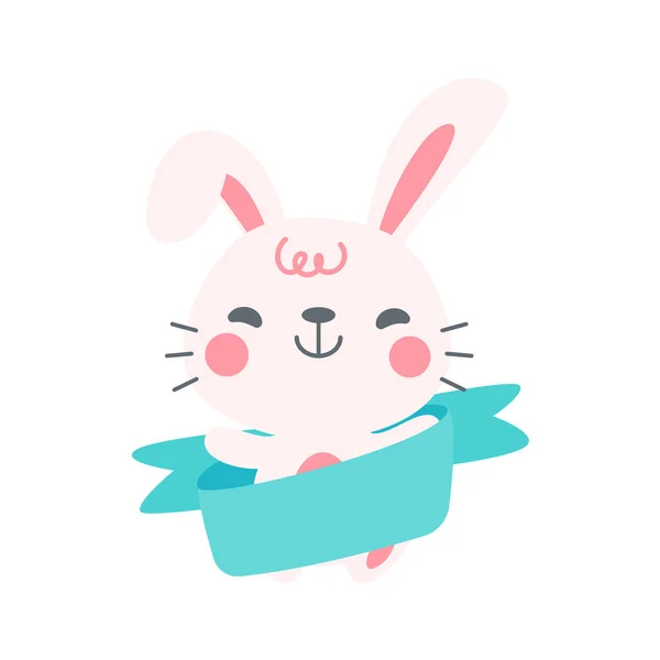 Ein Kleines Kaninchen Taucht Aus Dem Loch Auf Cartoon Dekorative — Stockvektor