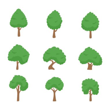 Vektör yeşil ağaç unsuru. Dekorasyon için verimli orman