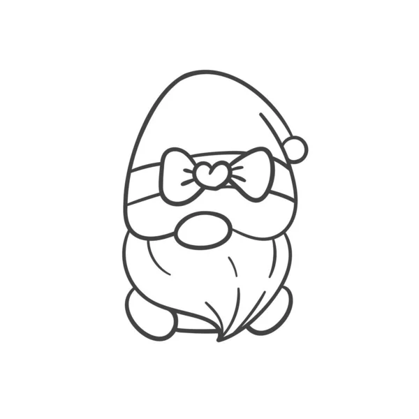 线条艺术漫画复活节小矮人拿着鸡蛋装饰儿童彩绘书 — 图库矢量图片