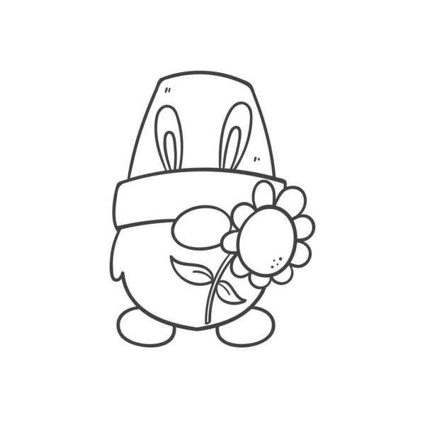 Línea Dibujos Animados Gnomos Pascua Con Huevos Decorar Libro Para — Archivo Imágenes Vectoriales