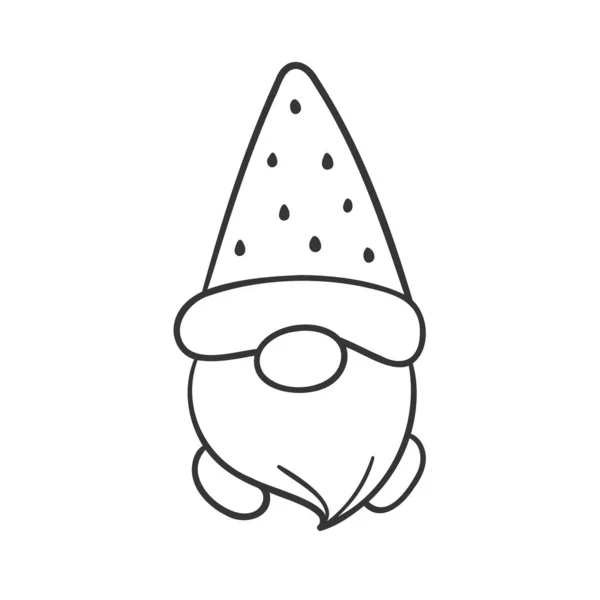 Lignes Dessin Animé Gnomes Été Costumes Fruits Livre Coloriage Pour — Image vectorielle