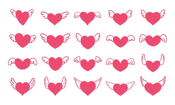 Serce Skrzydłami Romantyczna Walentynkowa Koncepcja Miłości — Wektor stockowy