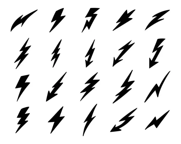 Thunder Bolt Lighting Flash Vector Collection Set — Stock Vector