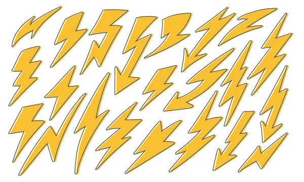 Thunder Bolt Lighting Flash Vector Collection Set — Stock Vector