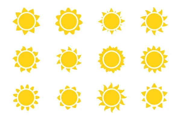 Vector Cartoon Yellow Sun Shining Light Rays Heat Summer — Stock Vector