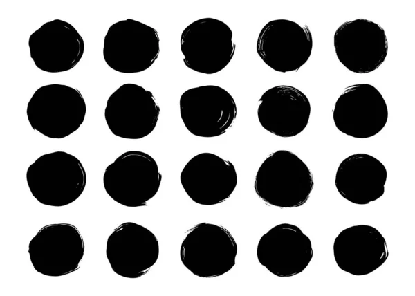 Cirkel Frame Van Penseel Schilderen Met Zwarte Inkt — Stockvector
