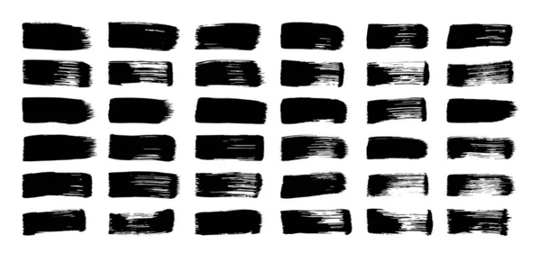Set Brush Strokes Paint Brushes Black Ink Create Diffused Textures — Stock Vector
