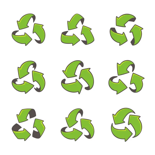 Dessin Main Triangulaire Tourbillon Flèche Concept Recyclage — Image vectorielle