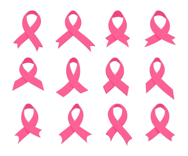 Zkřížené Růžové Stuhy Svět Rakoviny Prsu Den Symbol Izolované Bílém — Stockový vektor