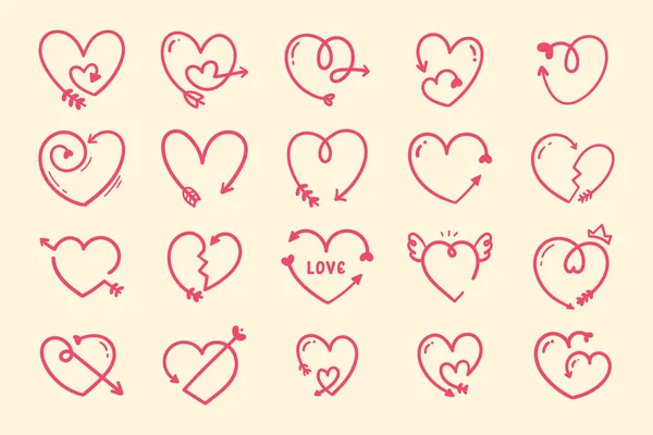 Line Arrows Cupido Hartvorm Voor Valentijnskaart Decoratie — Stockvector