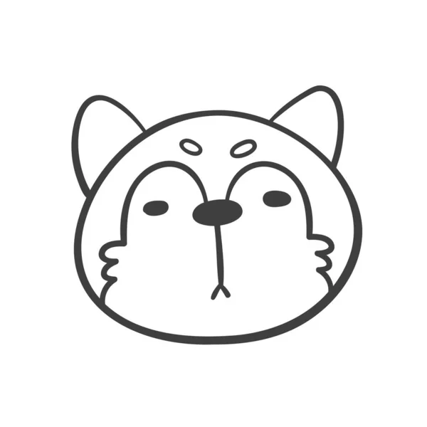 手绘线条一个可爱的西伯利亚哈士奇狗的脸 — 图库矢量图片