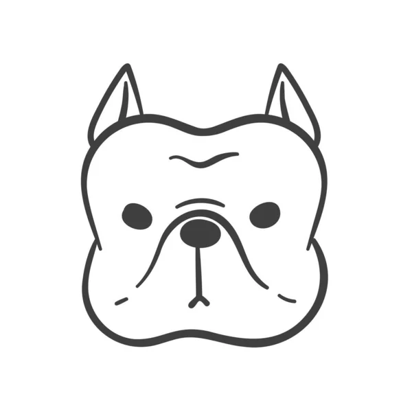 Linhas Desenhadas Mão Rosto Adorável Cachorro American Pit Bull Terrier — Vetor de Stock