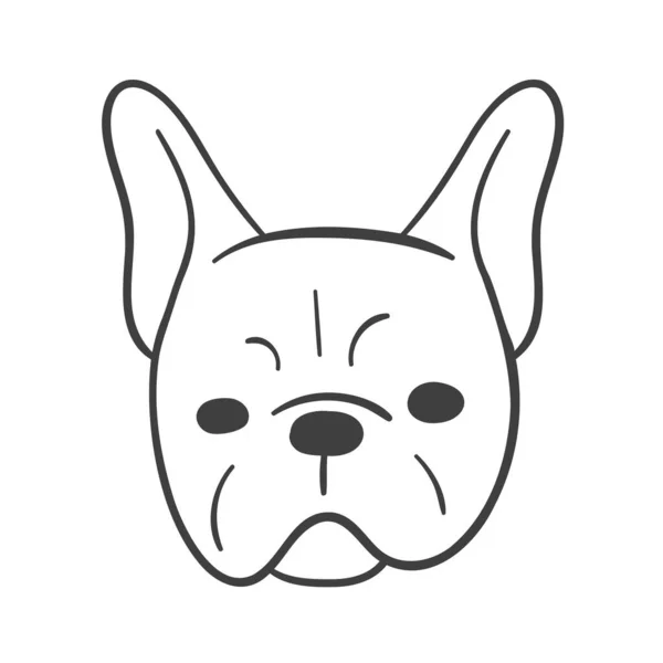 Hand Drawn Lines Face Adorable French Bulldog Puppy — Stock Vector