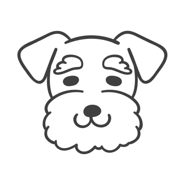 Linee Disegnate Mano Volto Adorabile Cucciolo Schnauzer — Vettoriale Stock