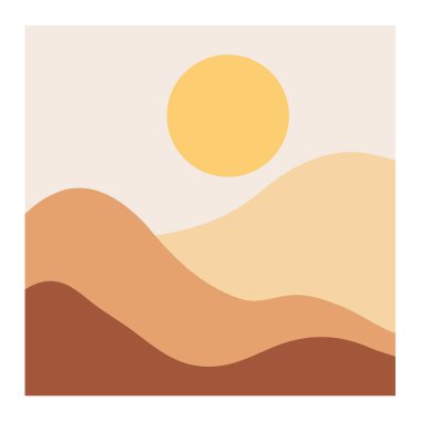 Güneş duvarı sanatı ile örtüşen dağ manzarası arka planı