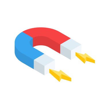 Yıldırım şekilli cazibesi olan at nalı mıknatısı simgesi.