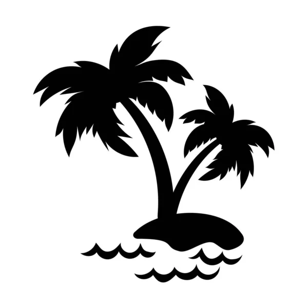 Silueta Kokosového Stromu Letní Západ Slunce Moře Design — Stockový vektor