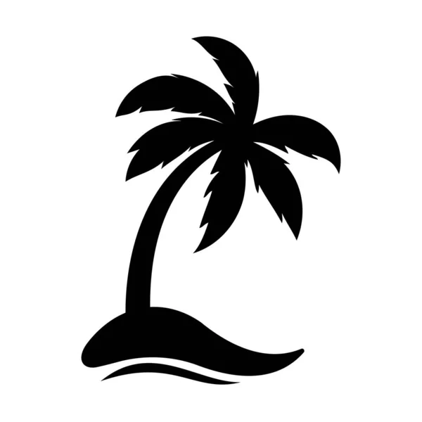 Sylwetka Drzewa Kokosowego Letni Zachód Słońca Morze Projekt — Wektor stockowy