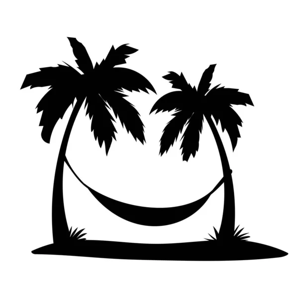 Sylwetka Drzewa Kokosowego Letni Zachód Słońca Morze Projekt — Wektor stockowy