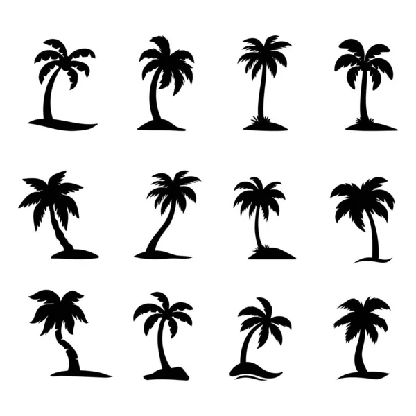 Silueta Palmy Pláži Moře Letní Dovolenou — Stockový vektor