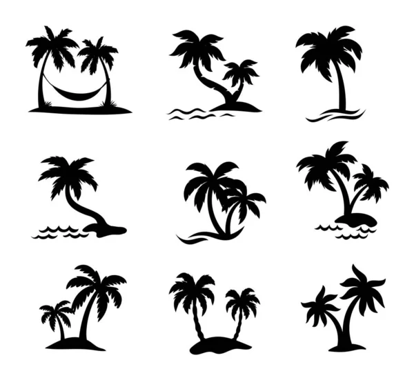 Silhouette Palmier Sur Plage Bord Mer Pour Des Vacances Été — Image vectorielle
