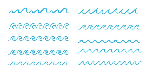 Icône Ligne Vague Eau Bleue Dans Mer — Image vectorielle