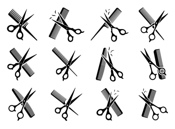 Barber Scissors Silhouette Beauty Salon Stock Vector