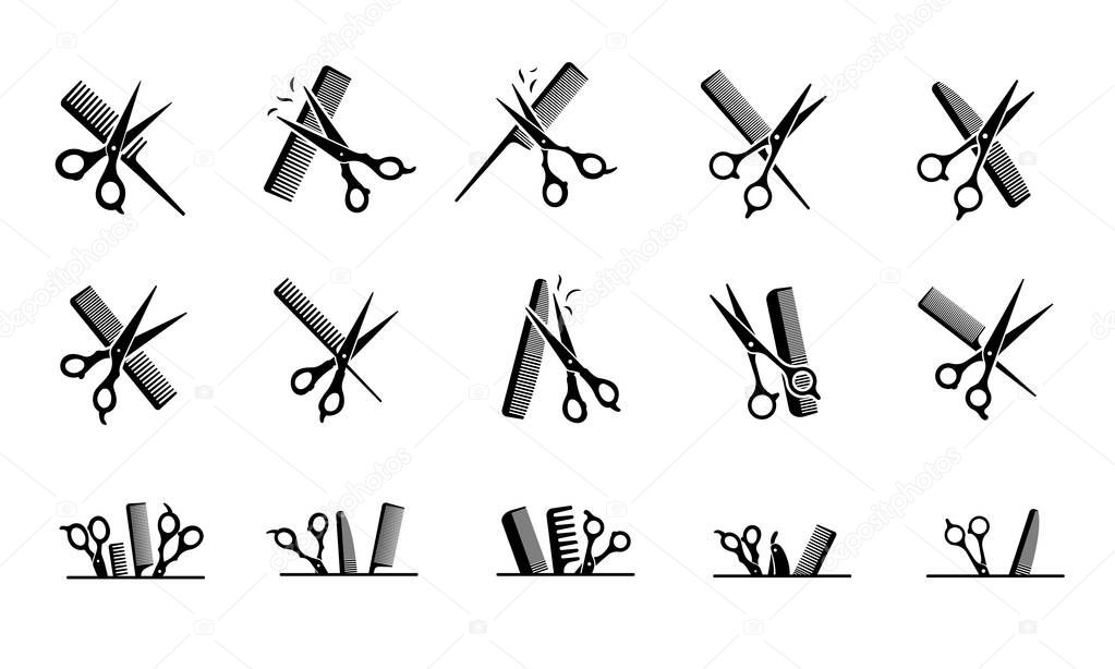 barber scissors silhouette for beauty salon