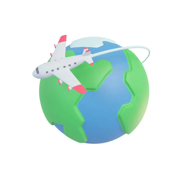 Passenger Plane Flying World Holiday Travel Idea Rendering — Stock Photo, Image