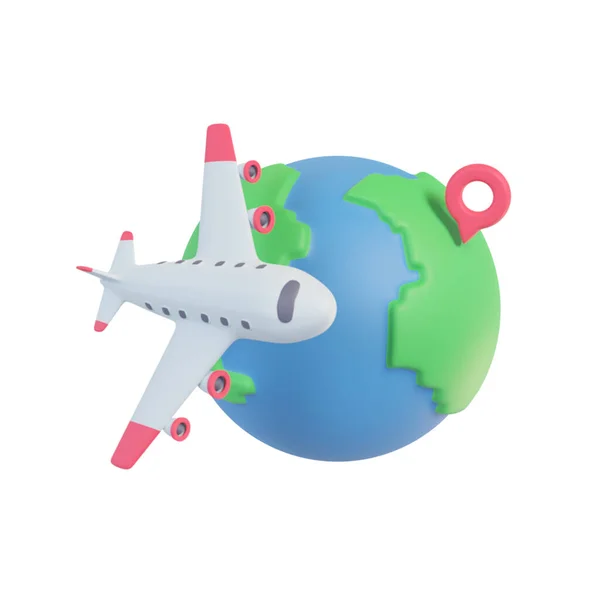 Passagierflugzeug Das Die Welt Fliegt Urlaubsreise Idea Rendering — Stockfoto
