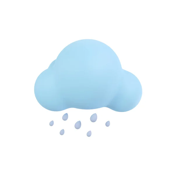 天气预报图标夜间有雨的云 3D插图 — 图库照片
