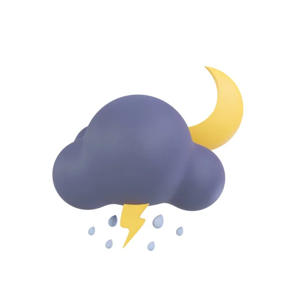 Ícone Previsão Meteorológica Nuvens Noturnas Com Chuva Ilustração — Fotografia de Stock