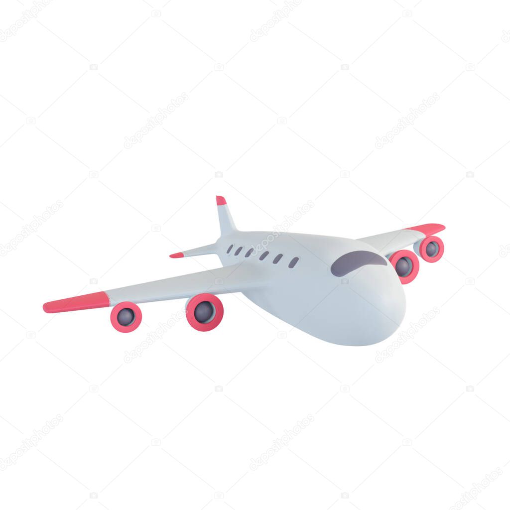 Passenger plane flying in the air. Holiday travel idea.3D Rendering.