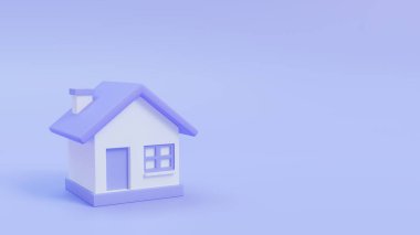 Basit bir ev. Gayrimenkul almak için uzun vadeli tasarruf fikirleri. 3d resimleme.