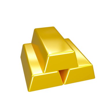 Altın külçeleri. Para tasarrufu konsepti. Altına yatırım yapmak. 3B Görüntü.