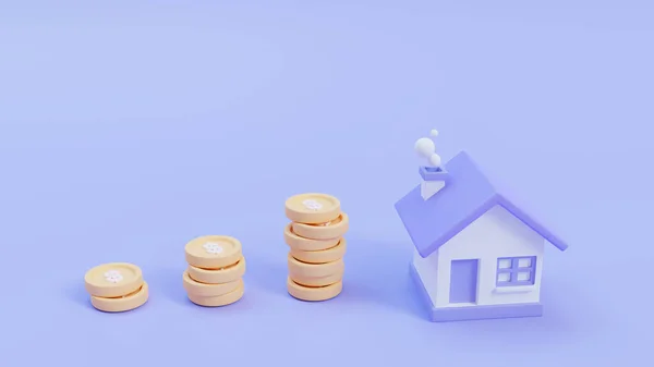 Simple House Long Term Savings Ideas Buy Real Estate Render — стоковое фото