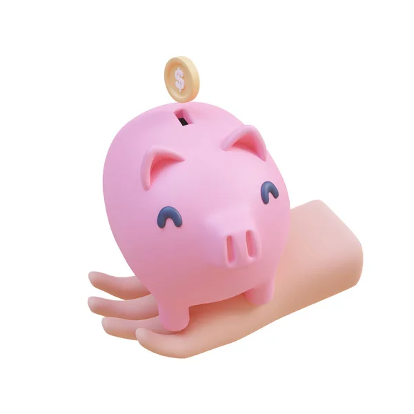 Cute Piggy Bank Collecting Gold Coins Savings Ideas Future Investments — Photo