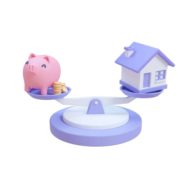 Simple House Long Term Savings Ideas Buy Real Estate Render — Stock Photo, Image