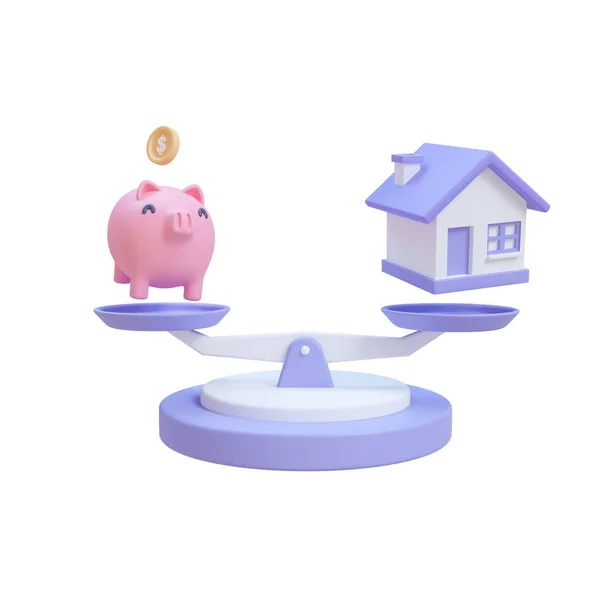 Simple House Long Term Savings Ideas Buy Real Estate Render — Stock Photo, Image