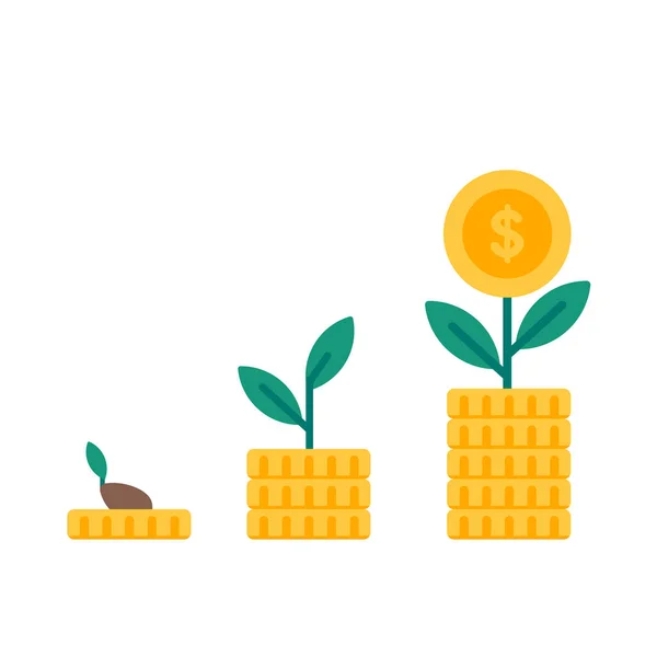 Growing Pile Dollar Coins Money Saving Concept — Vector de stock