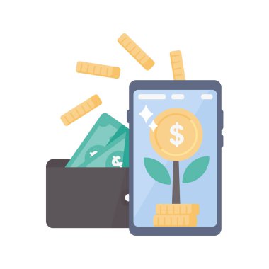 Paralar cep telefonunda. çevrimiçi fatura kavramı